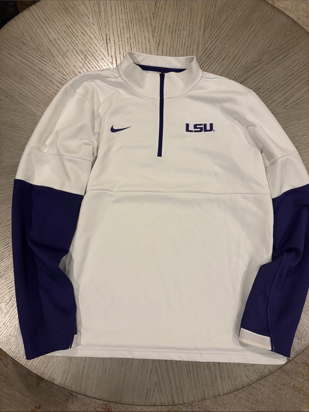 Nike White & Purple LSU Half-Zip Pullover